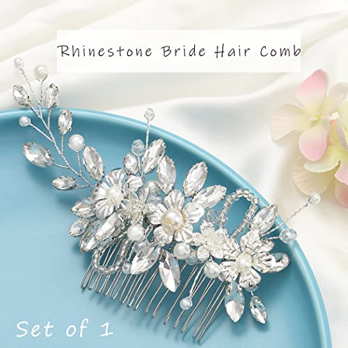Cvjetni vjenčani češljevi za kosu srebrni rhinestone bočni češalj za mladenkinu kosu biserni Dodaci za vjenčanu kosu za žene
