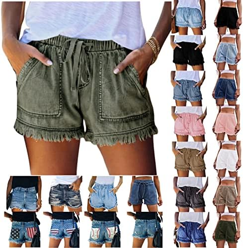 Mmoneyake Womens Jean kratke hlače casual lagane kratke hlače vrećaste trendovske kratke hlače elastično struka hlača ljetne