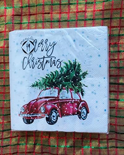 Mesafina 40-ct 13x13 Christams Dostava stabala automobila božićna večera salvete | Decoupage Dekorativni papir Zimske salvete,