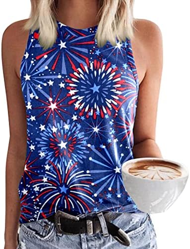 4. srpnja, majice za žene sa zastavom SAD-a, ljetna majica bez rukava s okruglim vratom, domoljubne majice Na pruge sa zvijezdama,