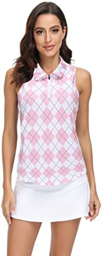 Trendimax Womens 2 paketi za golf košulje bez rukava UPF 50+ tiskana polo košulja atletski trening tenk vrhovi za žene
