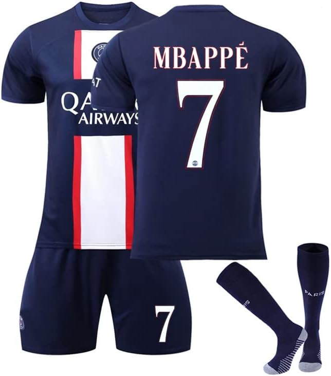 Nogometni dres postavio PSG Home Away Mbappé Kids Youth Adults Football Jersey Boy Man Sportska odjeća s čarapama