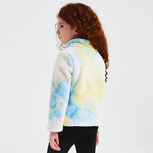 Qpancy djevojke vezanje boje Sherpa pullover Quarter zip casual nejasna dukserica s džepom s džepom