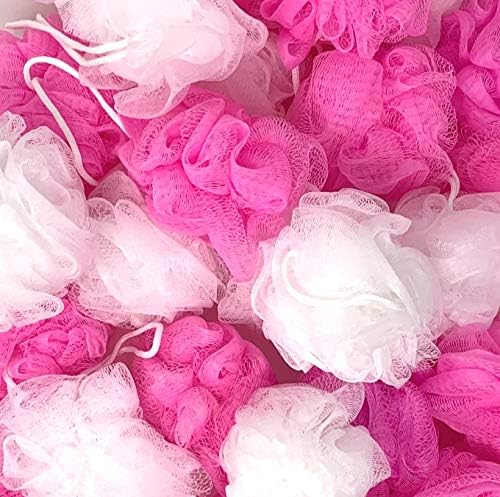 Loofah Lord 20 Bijela i ružičasta mješovita asortiman kupka ili spužva spužve za tuširanje pouf mreža za bebe tuš, djevojke