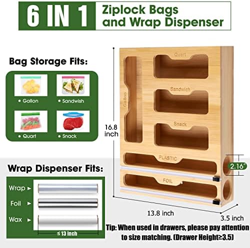 Organizator za pohranu vrećica s patentnim zatvaračem od 6 u 1 s rezačem, pogodan za galone, kvartove, vrećice za sendviče