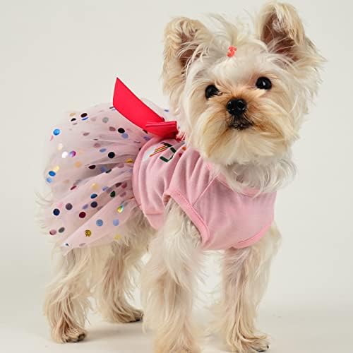 Pseće rođendanske haljine, ljetna proljetna djevojka odjeća za male pse, ružičasta haljina od štenaca, kostim chihuahua yorkie
